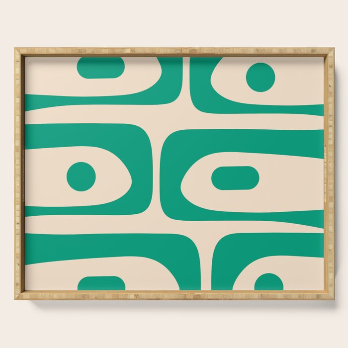 Mid Century Modern Minimalist Retro Abstract Piquet Pattern in Jade Green Serving Tray Gallery Image 1