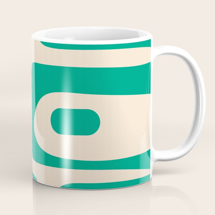 Mid Century Modern Minimalist Retro Abstract Piquet Pattern in Jade Green Coffee Mug Gallery Image 1