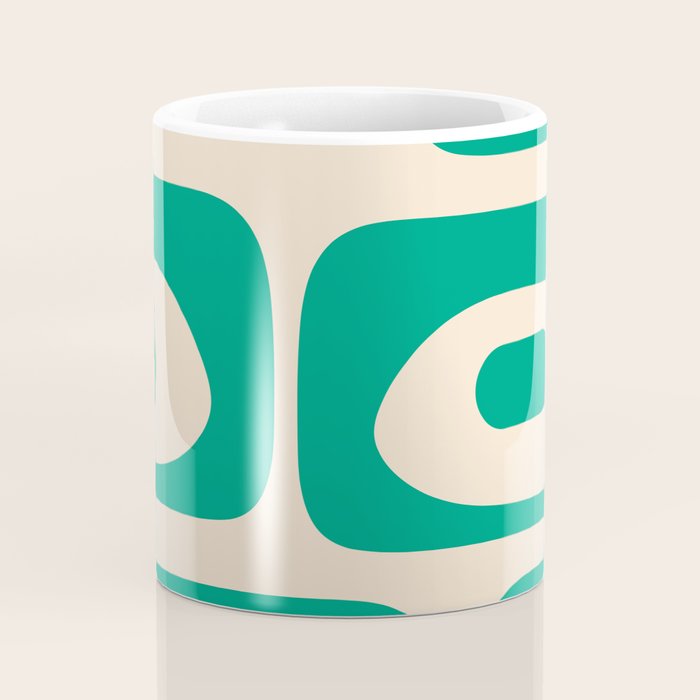 Mid Century Modern Minimalist Retro Abstract Piquet Pattern in Jade Green Coffee Mug Gallery Image 4