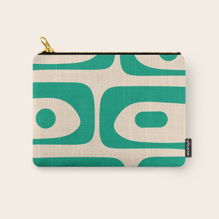 Mid Century Modern Minimalist Retro Abstract Piquet Pattern in Jade Green Carry All Pouch Gallery Image 1