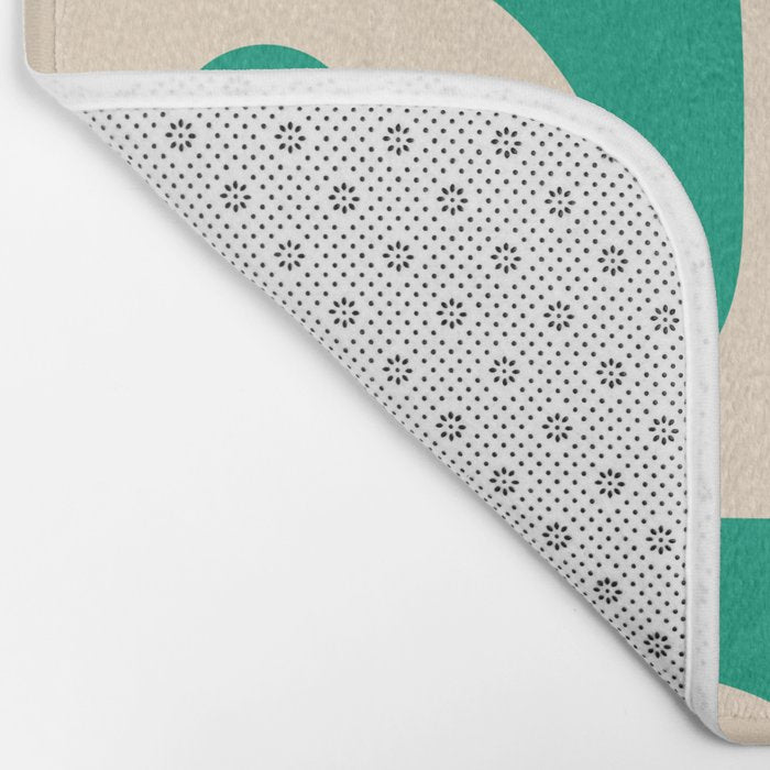 Mid Century Modern Minimalist Retro Abstract Piquet Pattern in Jade Green Bath Mat Gallery Image 2