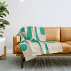 Mid Century Modern Minimalist Retro Abstract Piquet Pattern in Jade Green Throw Blanket Gallery Image 1