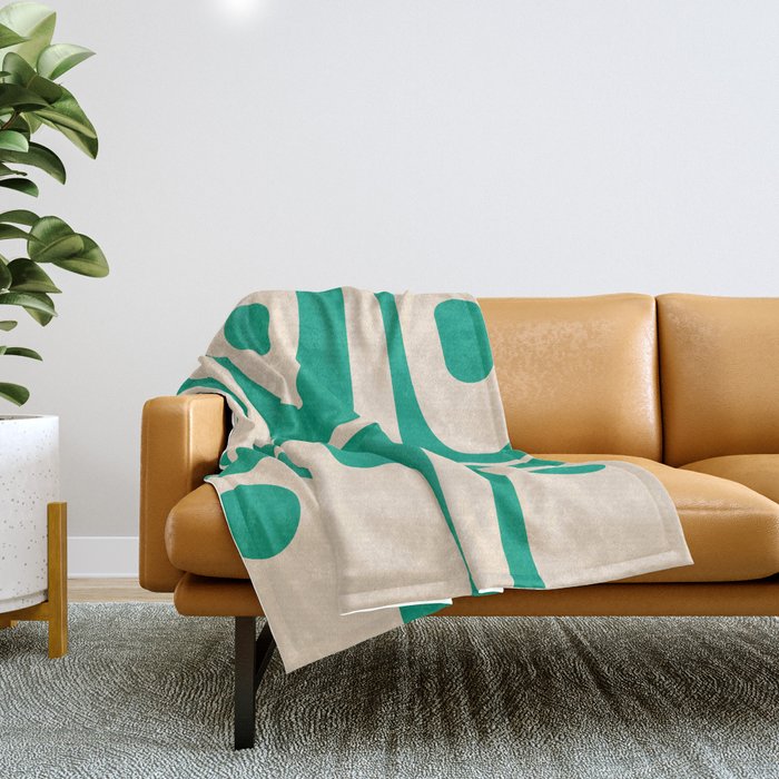 Mid Century Modern Minimalist Retro Abstract Piquet Pattern in Jade Green Throw Blanket Gallery Image 1