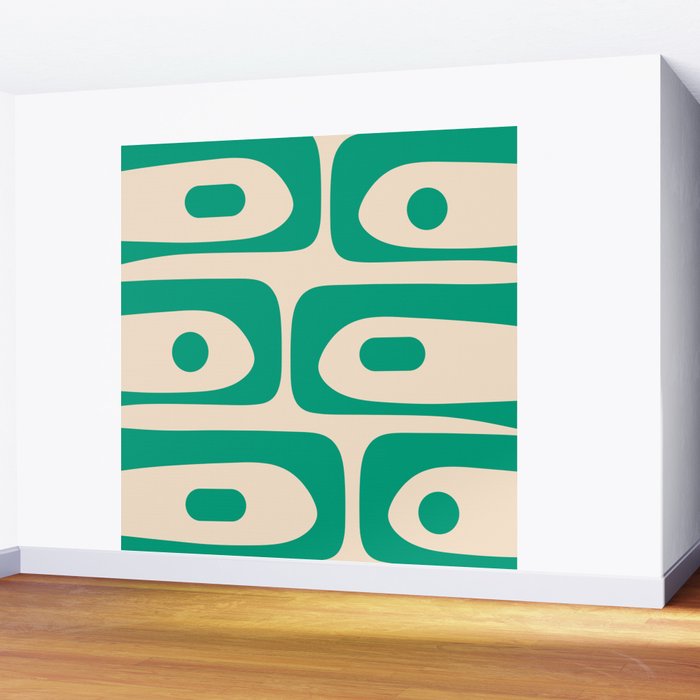Mid Century Modern Minimalist Retro Abstract Piquet Pattern in Jade Green Wall Mural Gallery Image 2