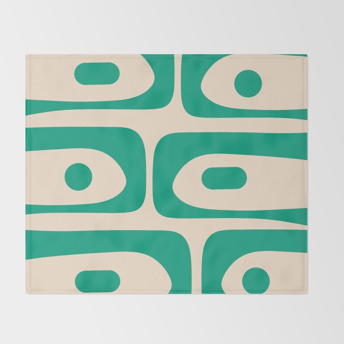 Mid Century Modern Minimalist Retro Abstract Piquet Pattern in Jade Green Throw Blanket Gallery Image 2