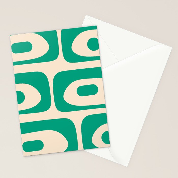 Mid Century Modern Minimalist Retro Abstract Piquet Pattern in Jade Green Stationery Card Gallery Image 2