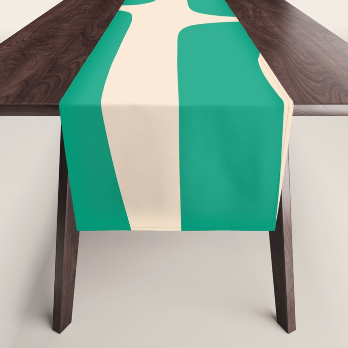 Mid Century Modern Minimalist Retro Abstract Piquet Pattern in Jade Green Table Runner Gallery Image 1