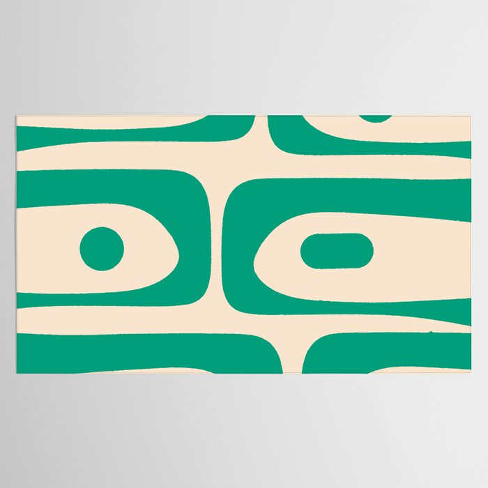 Mid Century Modern Minimalist Retro Abstract Piquet Pattern in Jade Green Tablecloth Gallery Image 2