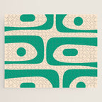 Mid Century Modern Minimalist Retro Abstract Piquet Pattern in Jade Green Jigsaw Puzzle Gallery Image 1