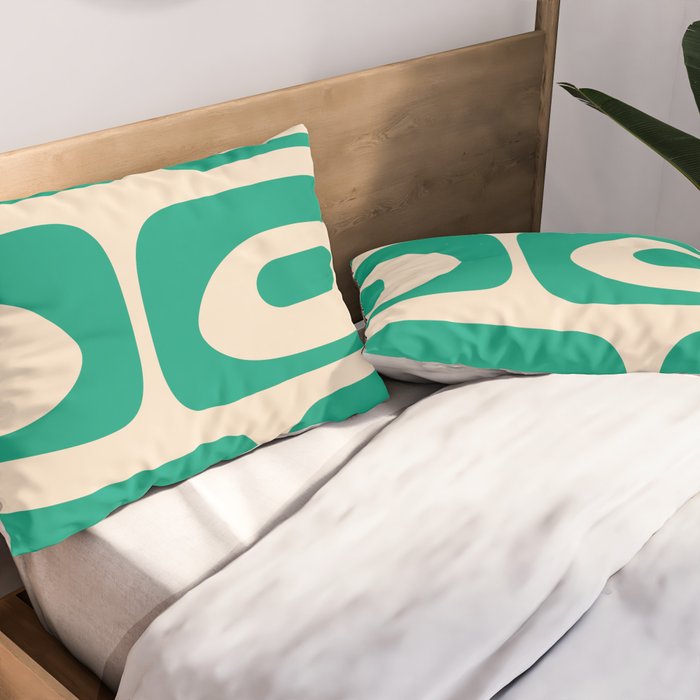 Mid Century Modern Minimalist Retro Abstract Piquet Pattern in Jade Green Pillow Sham Gallery Image 2