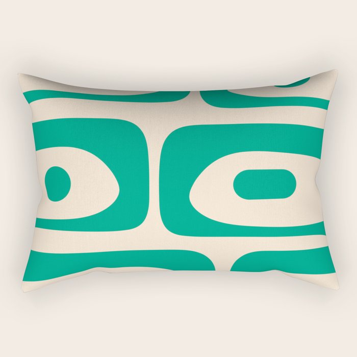Mid Century Modern Minimalist Retro Abstract Piquet Pattern in Jade Green Rectangular Pillow Gallery Image 1