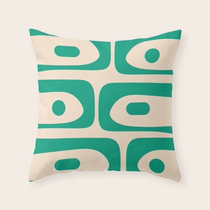 Mid Century Modern Minimalist Retro Abstract Piquet Pattern in Jade Green Throw Pillow Gallery Image 6