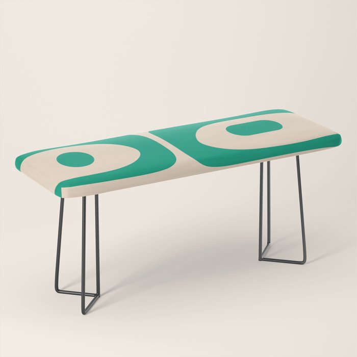 Mid Century Modern Minimalist Retro Abstract Piquet Pattern in Jade Green Bench Gallery Image 1