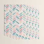 Herringbone Pattern - Cream Coral and Teal Wrapping Paper Gallery Image 3