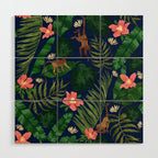 Tropical Garden - Dark Blue Wood Wall Art Gallery Image 1