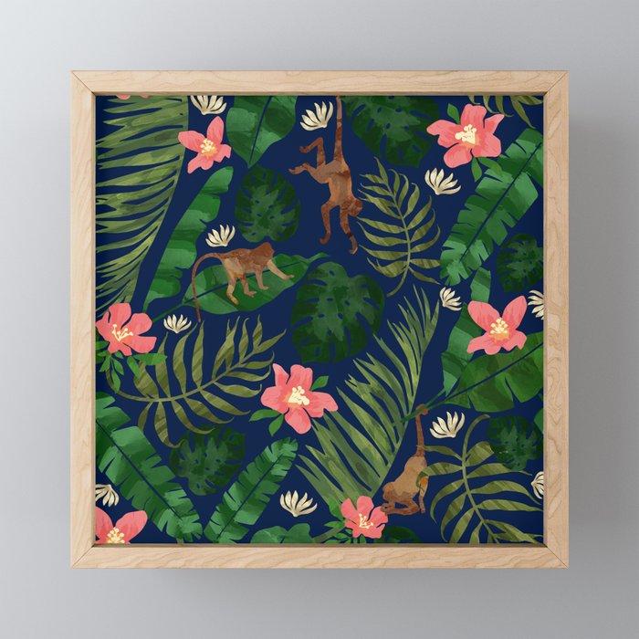 Tropical Garden - Dark Blue Mini Art Print Gallery Image 1