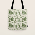 Green Alien Abduction Toile De Jouy Pattern Tote Bag Gallery Image 1