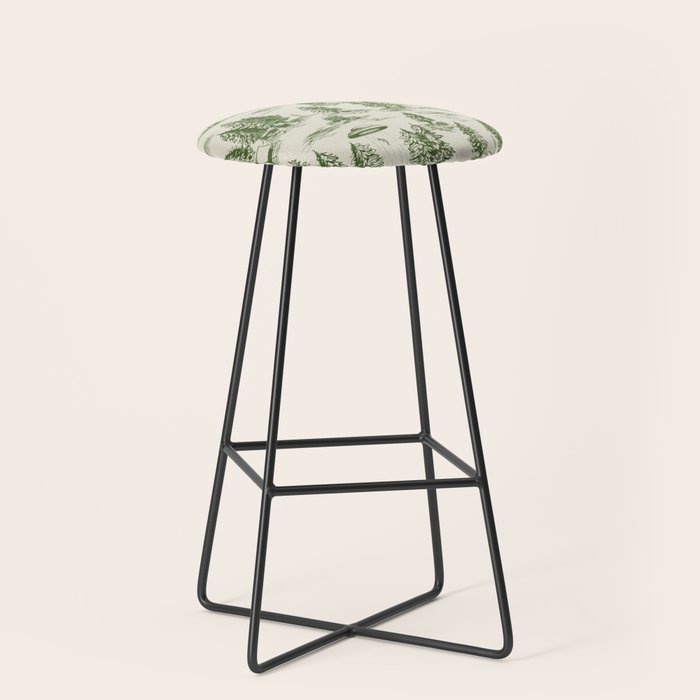 Green Alien Abduction Toile De Jouy Pattern Stool Gallery Image 1