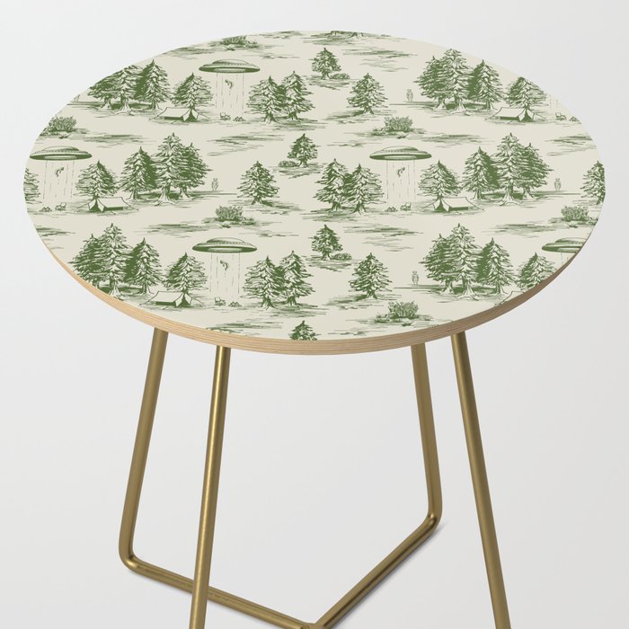 Green Alien Abduction Toile De Jouy Pattern Side Table Gallery Image 2