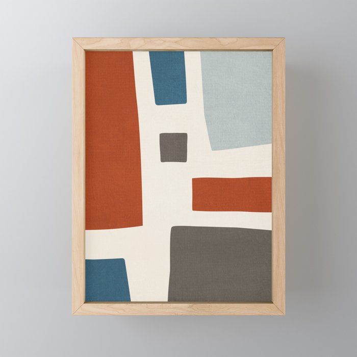 Abstract Shapes Burnt Orange Gray Blue Mini Art Print Gallery Image 1