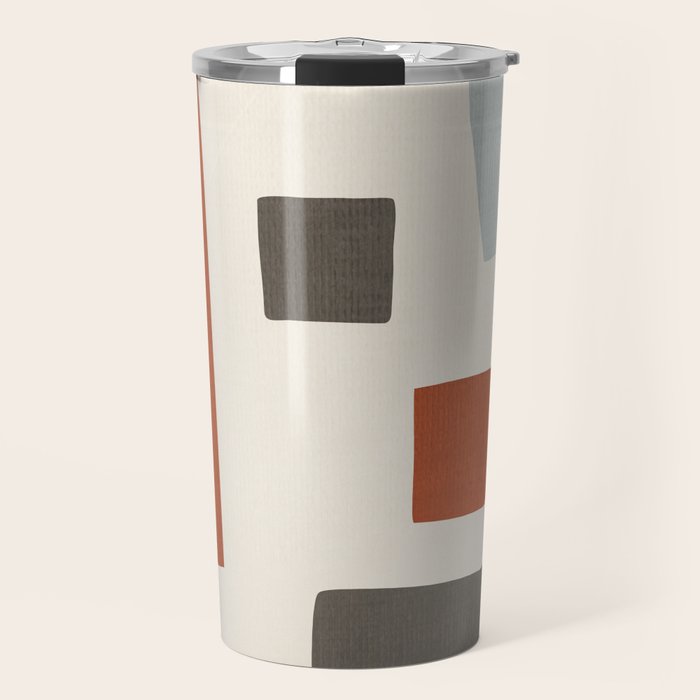 Abstract Shapes Burnt Orange Gray Blue Travel Mug Gallery Image 1