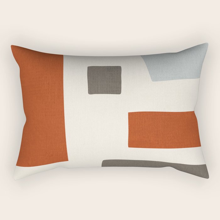 Abstract Shapes Burnt Orange Gray Blue Rectangular Pillow Gallery Image 1