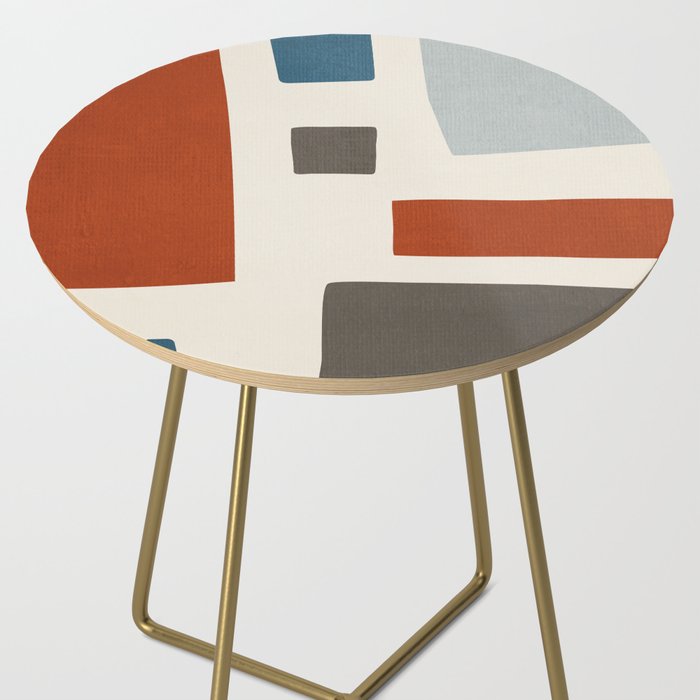 Abstract Shapes Burnt Orange Gray Blue Side Table Gallery Image 2