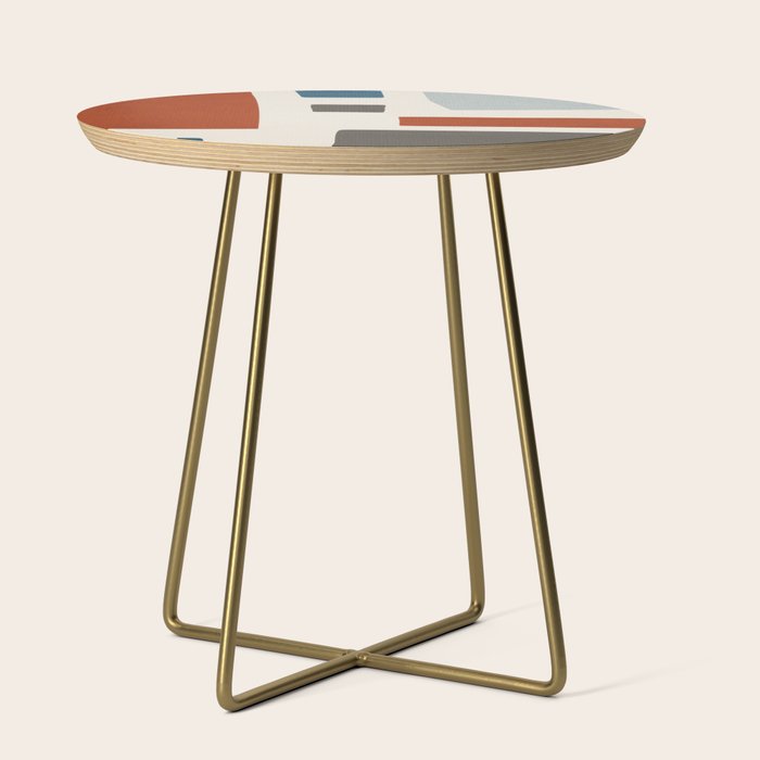 Abstract Shapes Burnt Orange Gray Blue Side Table Gallery Image 1