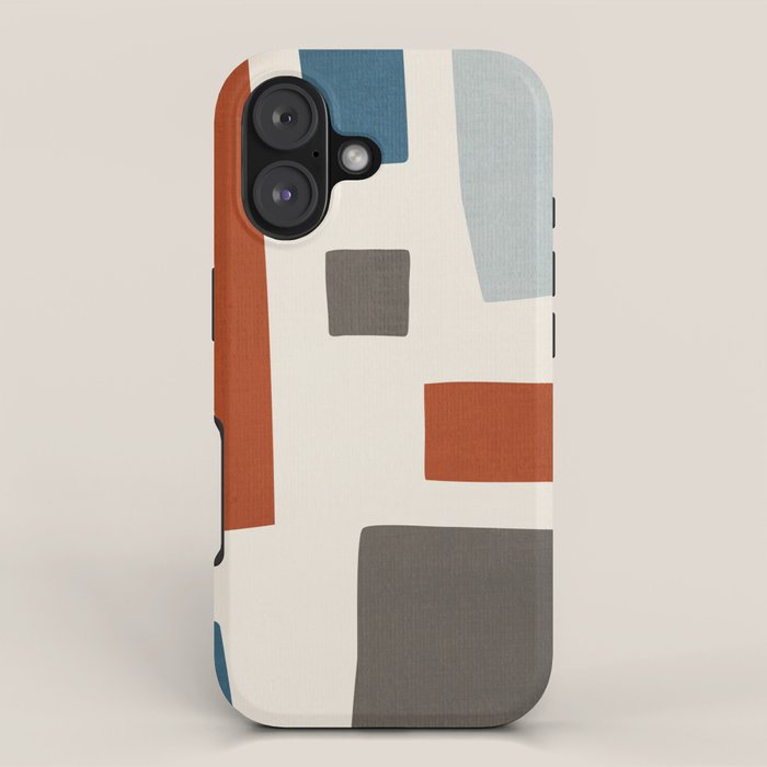 Abstract Shapes Burnt Orange Gray Blue iPhone Case Gallery Image 1