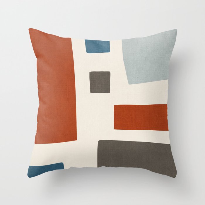 Abstract Shapes Burnt Orange Gray Blue Throw Pillow Gallery Image 6