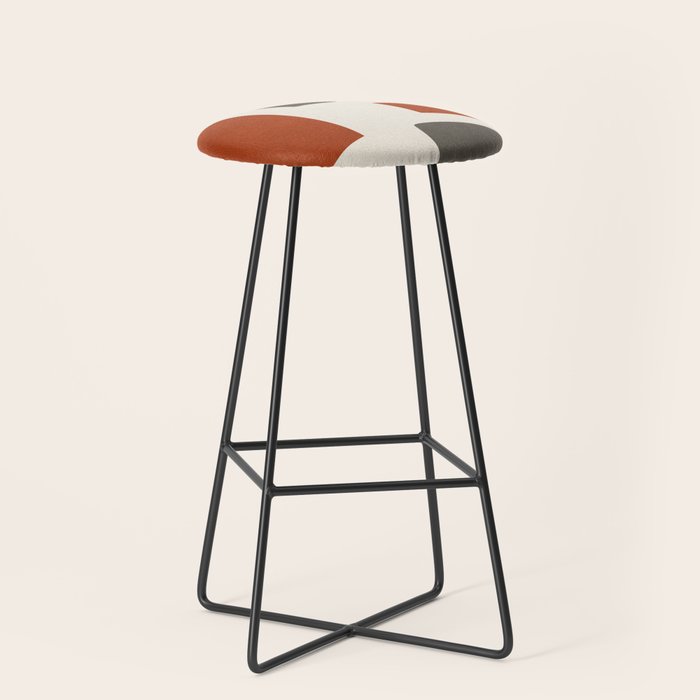 Abstract Shapes Burnt Orange Gray Blue Stool Gallery Image 1