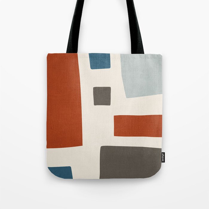 Abstract Shapes Burnt Orange Gray Blue Tote Bag Gallery Image 1