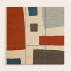 Abstract Shapes Burnt Orange Gray Blue Wood Wall Art Gallery Image 1