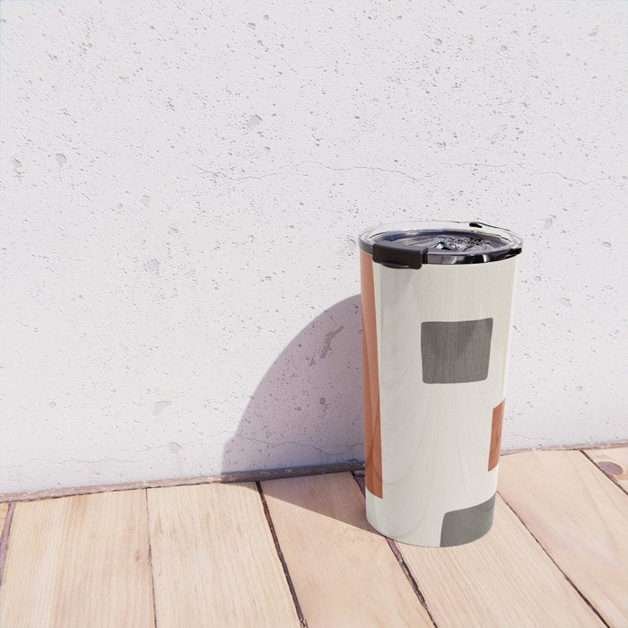 Abstract Shapes Burnt Orange Gray Blue Travel Mug Gallery Image 4