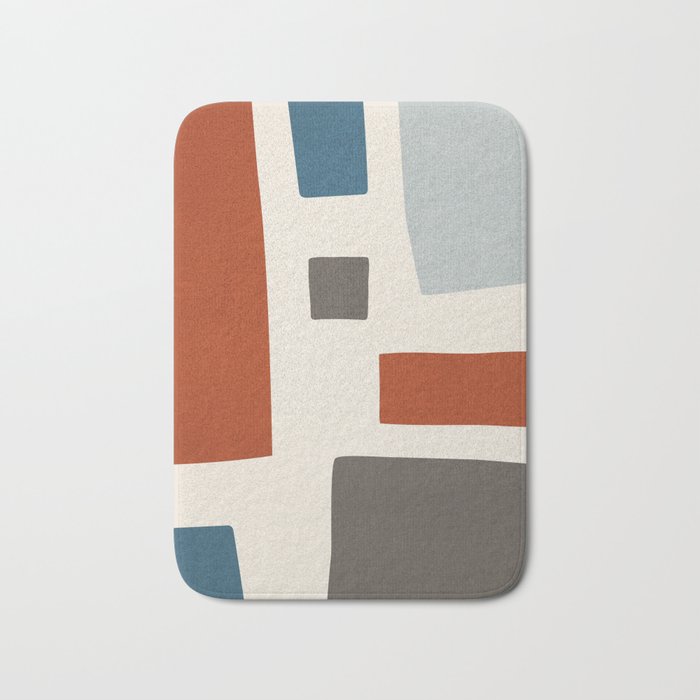Abstract Shapes Burnt Orange Gray Blue Bath Mat Gallery Image 1