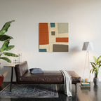 Abstract Shapes Burnt Orange Gray Blue Wood Wall Art Gallery Image 2
