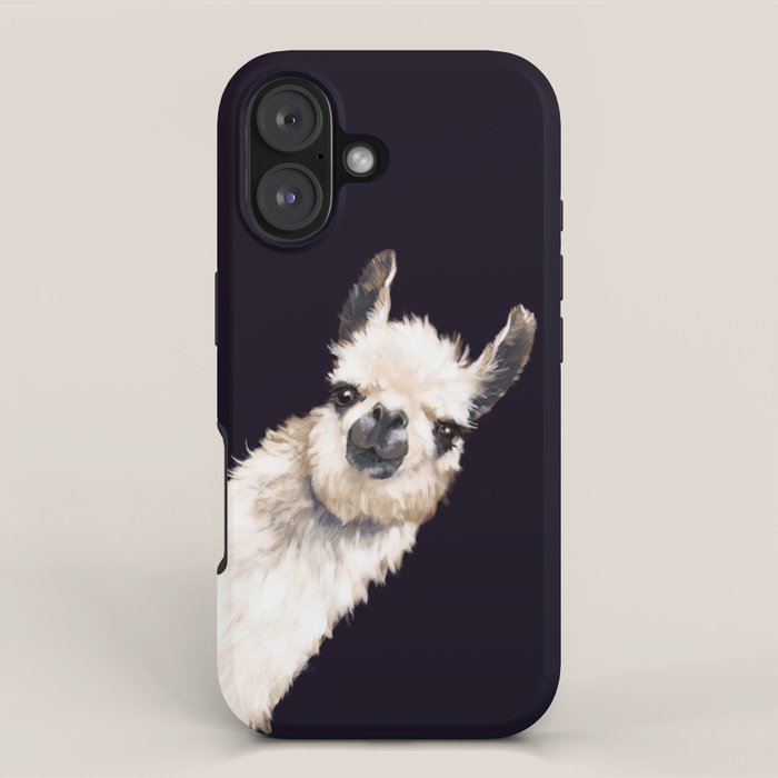 Sneaky Llama in Black iPhone Case Gallery Image 1