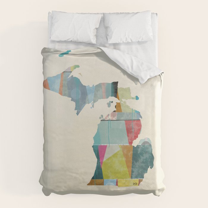 Michigan  state map modern Duvet Cover Gallery Image 6