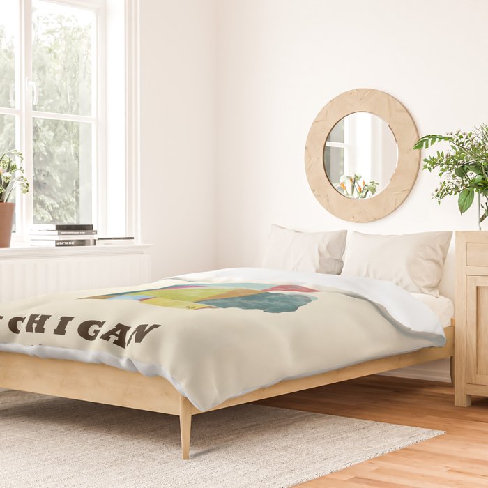 Michigan  state map modern Duvet Cover Gallery Image 2
