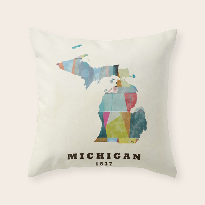 Michigan  state map modern Throw Pillow Gallery Image 6