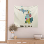 Michigan  state map modern Wall Tapestry Gallery Image 2