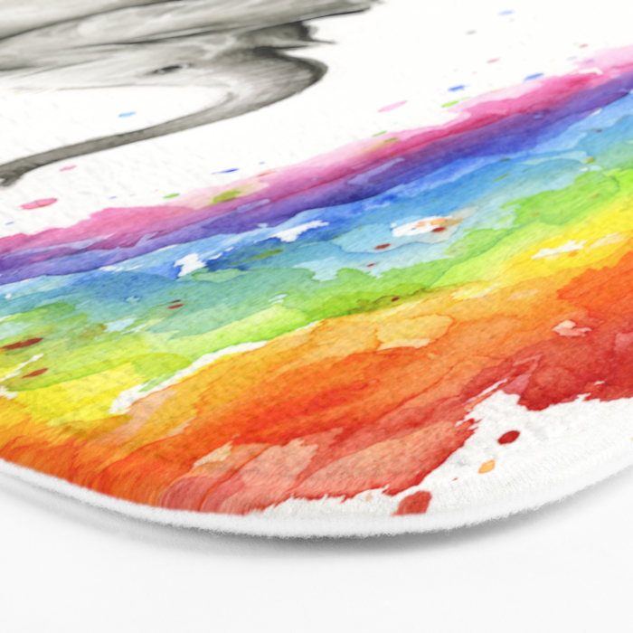 Baby Elephant Spraying Rainbow Bath Mat Gallery Image 3