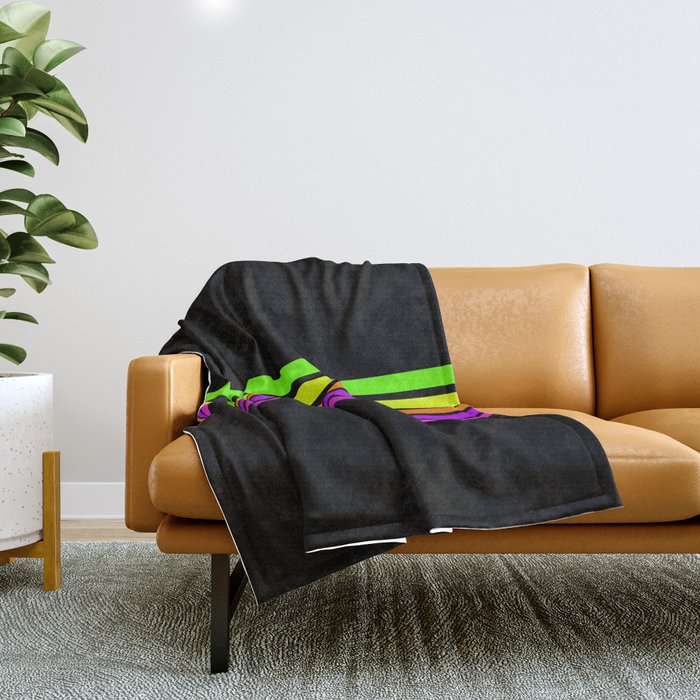 Abstract Minimal Retro Stripes 80s Neon Style - Nobutsuna Throw Blanket Gallery Image 1