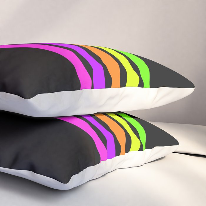 Abstract Minimal Retro Stripes 80s Neon Style - Nobutsuna Pillow Sham Gallery Image 3