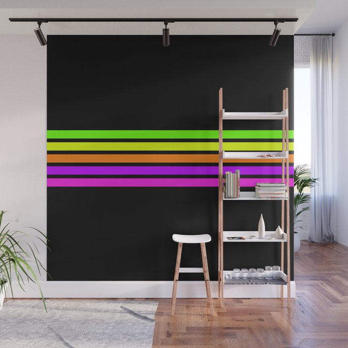 Abstract Minimal Retro Stripes 80s Neon Style - Nobutsuna Wall Mural Gallery Image 1
