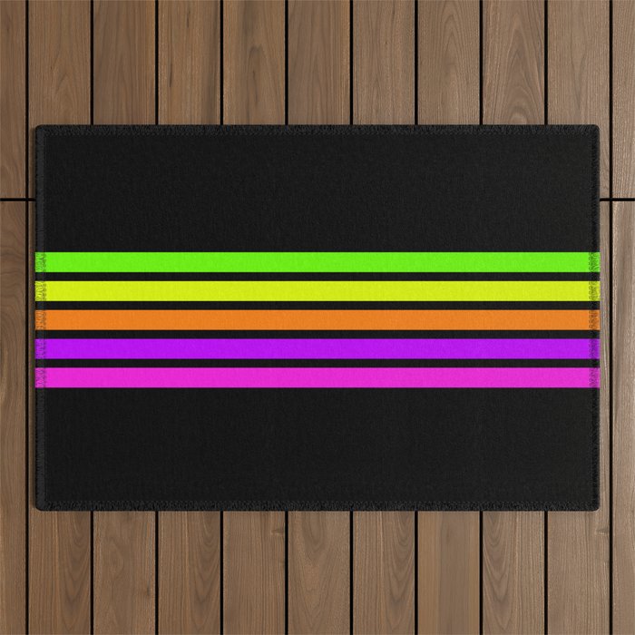 Abstract Minimal Retro Stripes 80s Neon Style - Nobutsuna Outdoor Rug Gallery Image 1