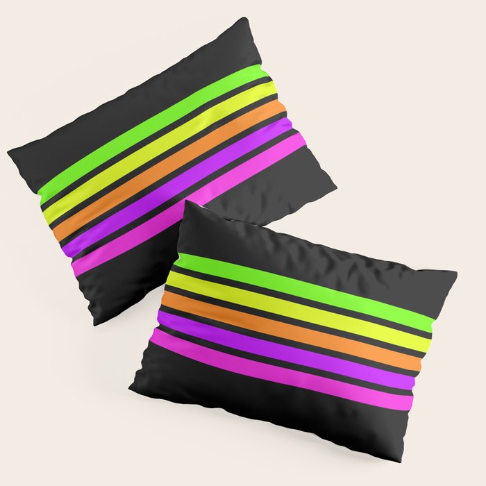 Abstract Minimal Retro Stripes 80s Neon Style - Nobutsuna Pillow Sham Gallery Image 3