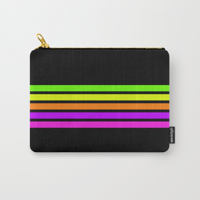 Abstract Minimal Retro Stripes 80s Neon Style - Nobutsuna Carry All Pouch Gallery Image 1