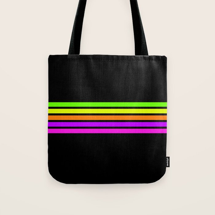 Abstract Minimal Retro Stripes 80s Neon Style - Nobutsuna Tote Bag Gallery Image 1