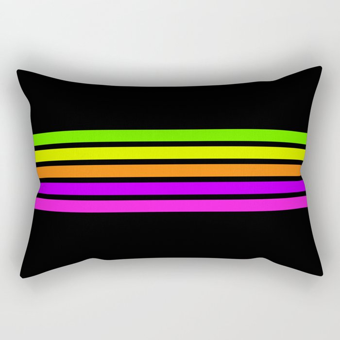 Abstract Minimal Retro Stripes 80s Neon Style - Nobutsuna Rectangular Pillow Gallery Image 1